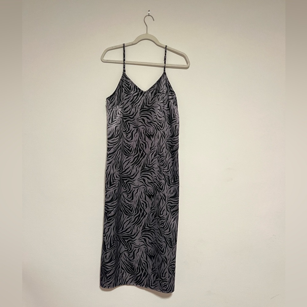 VILA Black and Gray Zebra Maxi Dress